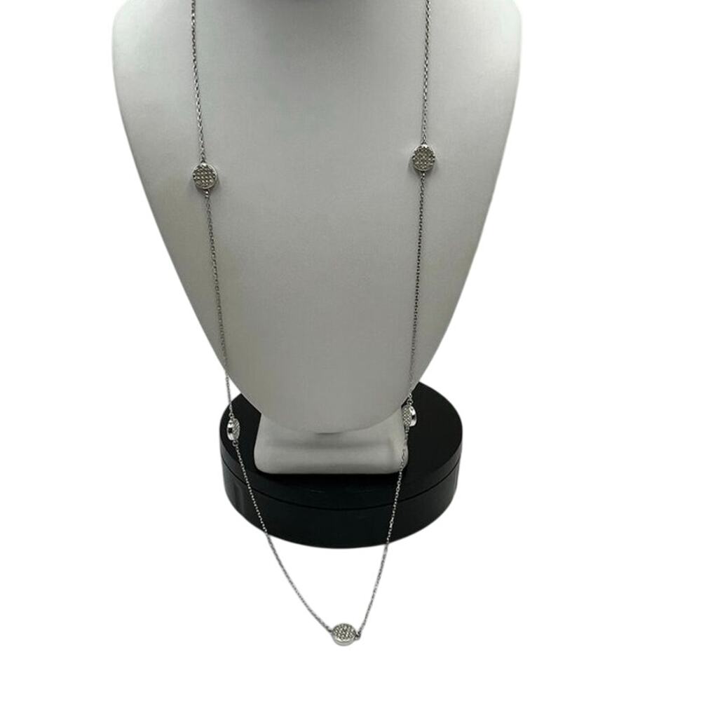 Kate Spade Long Silver‎ Pave Crystal Brightspot Circles Station Necklace
31”